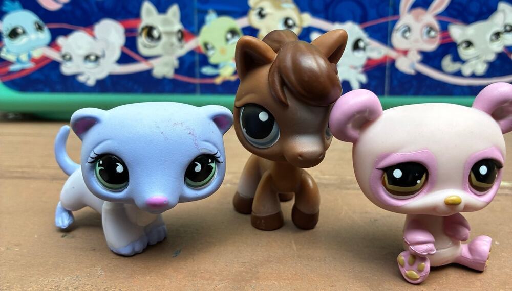 Littlest Pet Shop Purple Gray Ferret, Brown Horse Pink Panda Authentic Y2k LPS